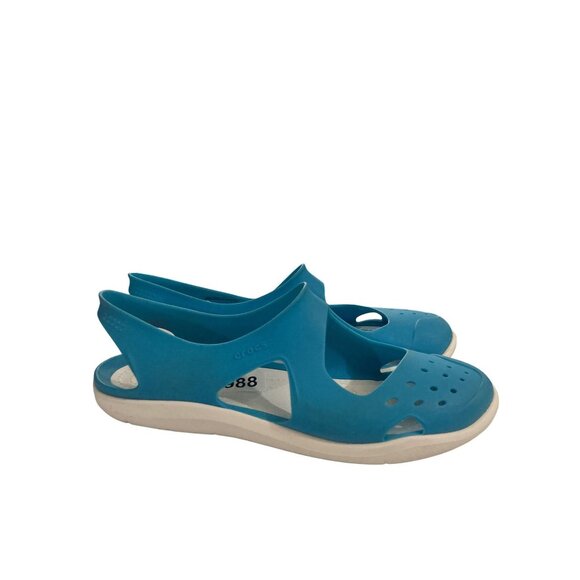 Crocs Womens Size 6 Slip-On Blue Perforated flat comfort Sandals shoes - Picture 5 of 8